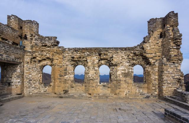 Half-ruined tower with windows