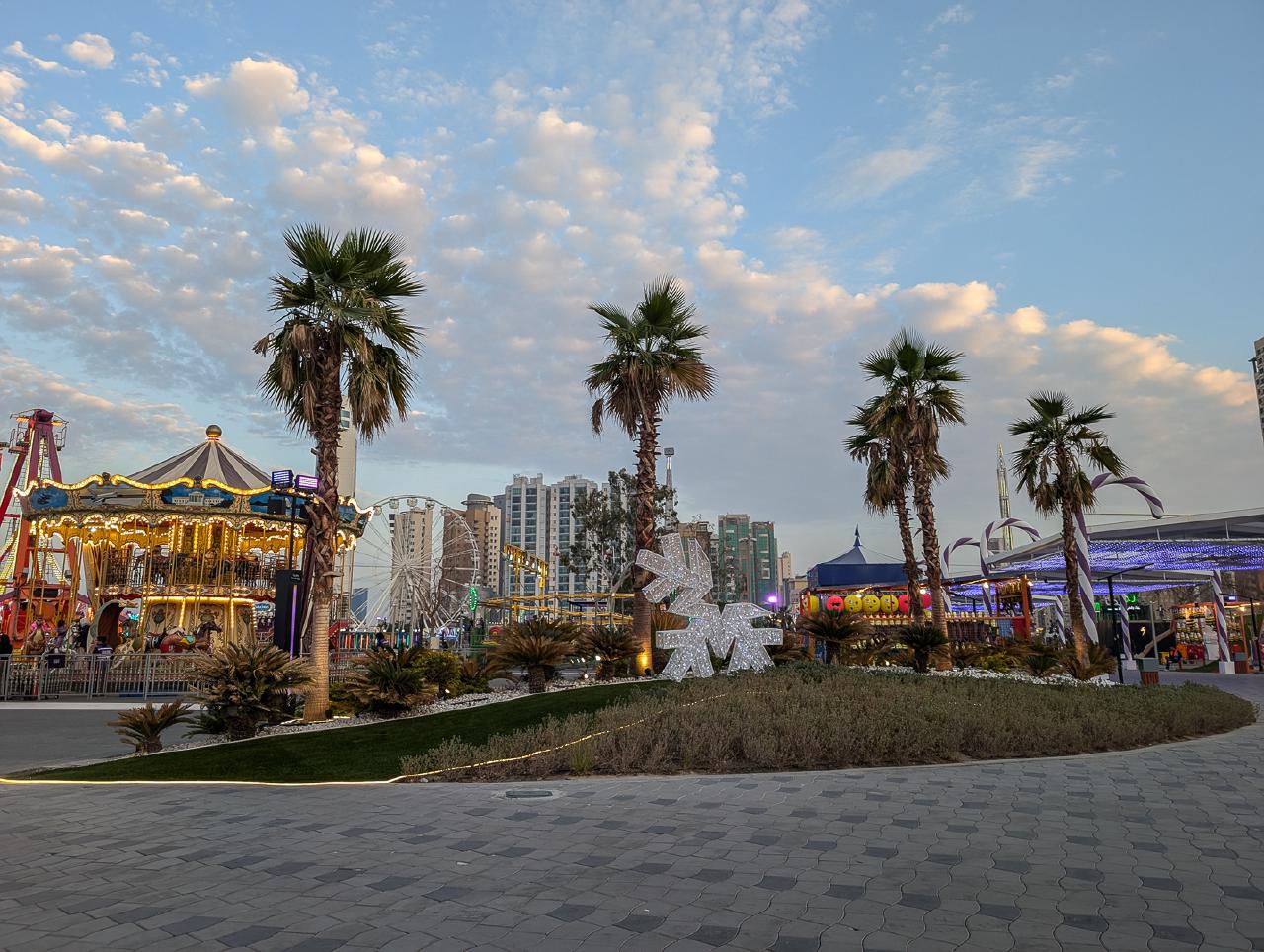 Snowflake and palm trees