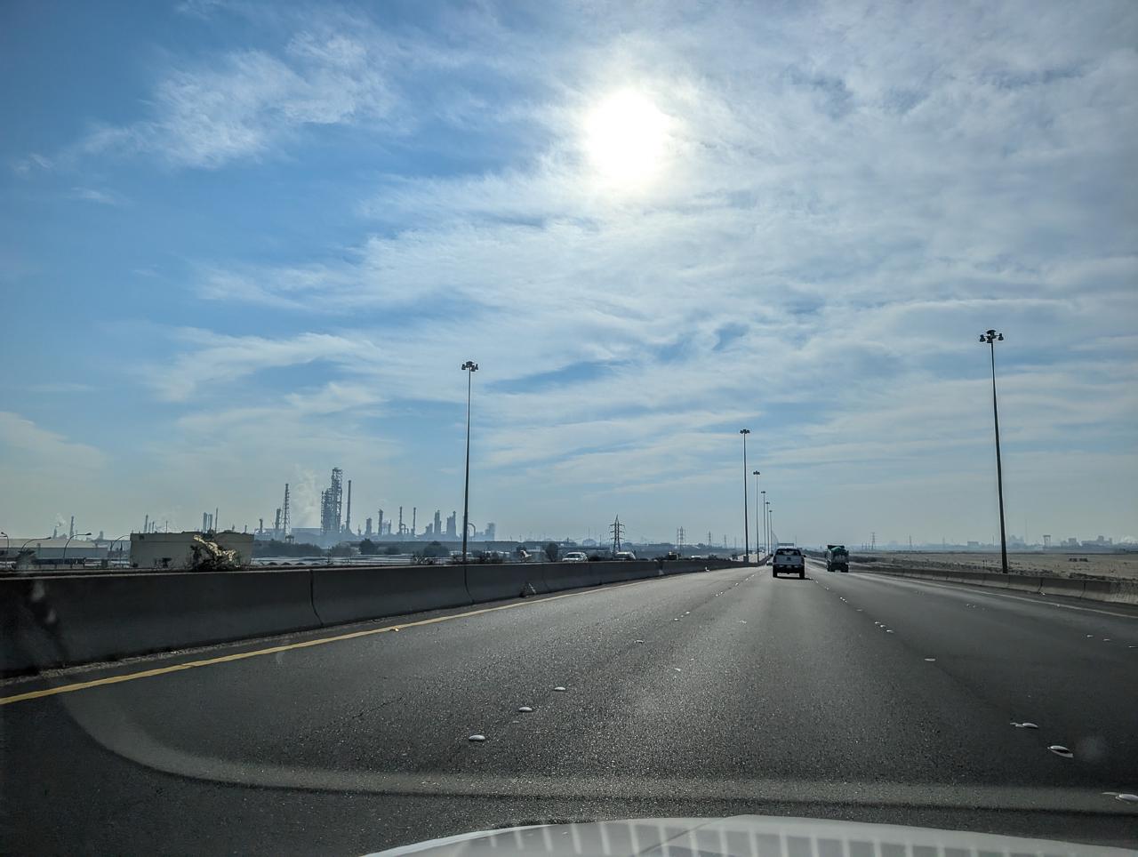 View of the oil rigs
