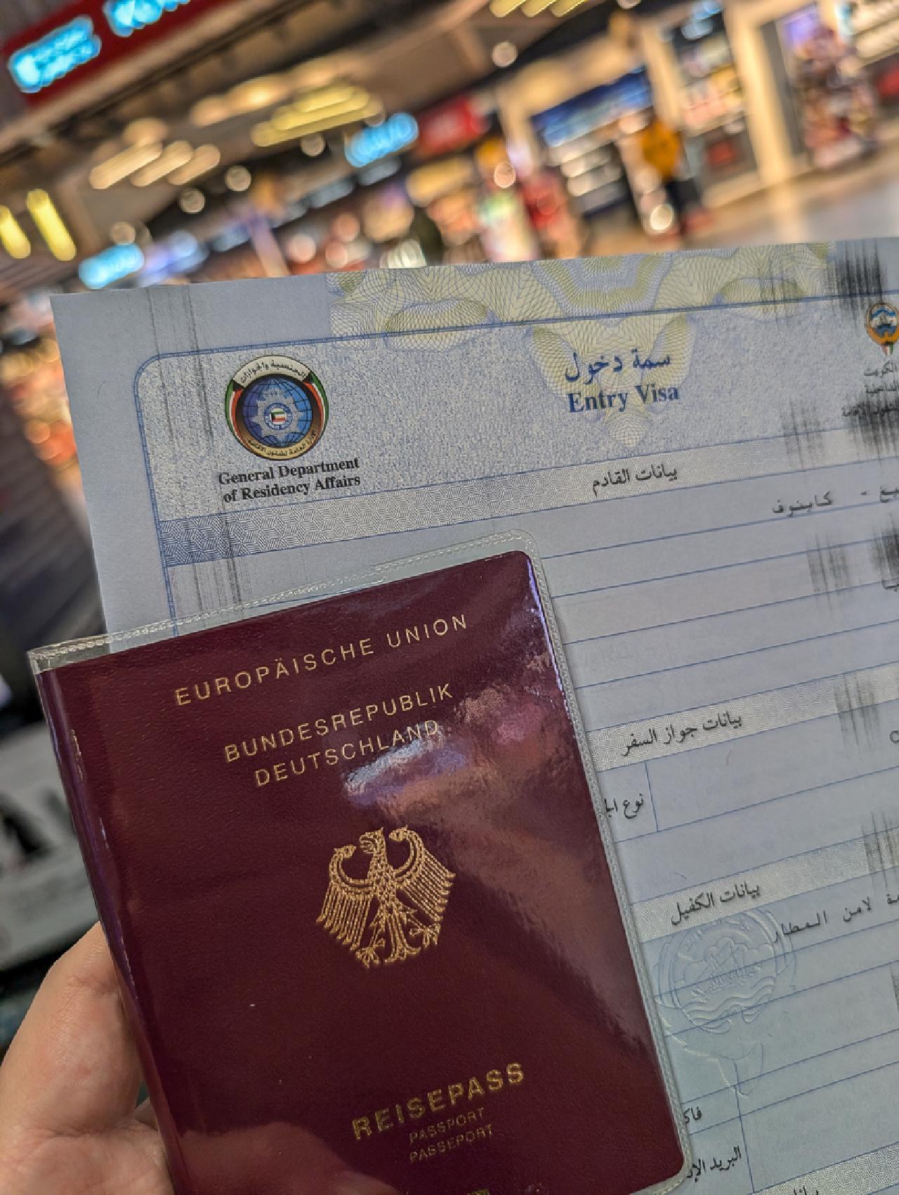 German passport with the visa