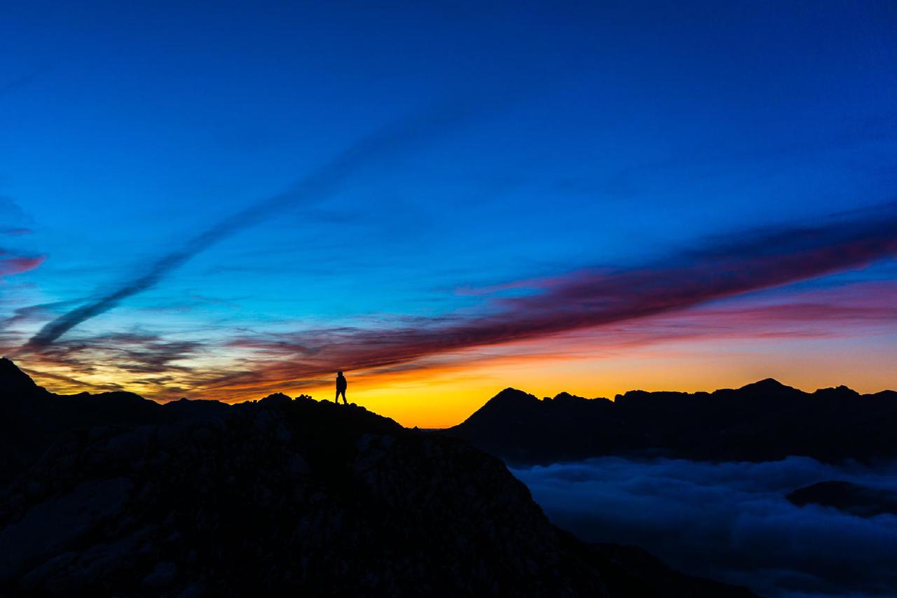 Sunset near the bivouac / Colors of sunset, Green Ring hike, Austria Sunset near the bivouac / Colors of sunset, Green Ring hike, Austria